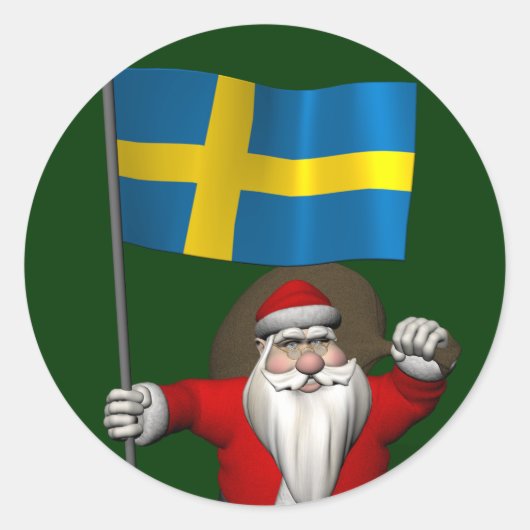 Weihnachtsmann mit Abtritt Schwedens Runder Aufkleber (Vorderseite)