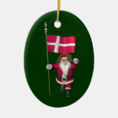 Weihnachtsmann mit Abtritt von Dänemark Dannebrog Keramik Ornament (Vorne)