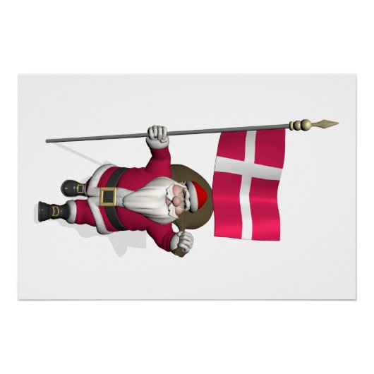 Weihnachtsmann mit Abtritt von Dänemark Dannebrog Poster (Vorderseite)