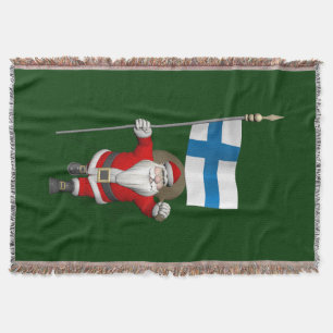 Weihnachtsmann mit Abzeichen Finnlands Decke