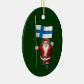 Weihnachtsmann mit Abzeichen Finnlands Keramikornament (Rechts)
