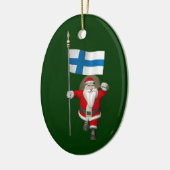 Weihnachtsmann mit Abzeichen Finnlands Keramikornament (Links)