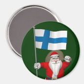 Weihnachtsmann mit Abzeichen Finnlands Magnet (Vorderseite/Rückseite)