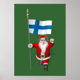 Weihnachtsmann mit Abzeichen Finnlands Poster