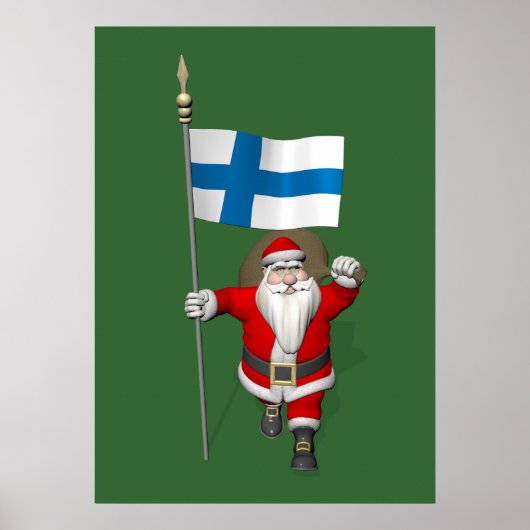 Weihnachtsmann mit Abzeichen Finnlands Poster (Vorne)