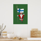 Weihnachtsmann mit Abzeichen Finnlands Poster (Küche)