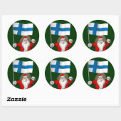 Weihnachtsmann mit Abzeichen Finnlands Runder Aufkleber (Blatt)