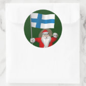 Weihnachtsmann mit Abzeichen Finnlands Runder Aufkleber (Tasche)