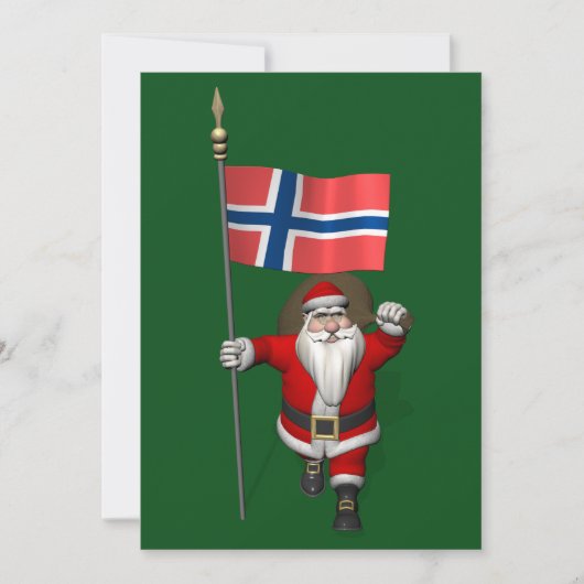 Weihnachtsmann mit Abzeichen Norwegens Feiertagskarte (Vorderseite)