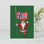 Weihnachtsmann mit Abzeichen Norwegens Feiertagskarte (Stehend Vorderseite)