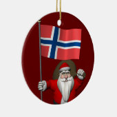 Weihnachtsmann mit Abzeichen Norwegens Keramik Ornament (Rechts)