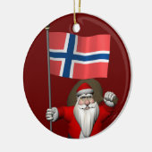 Weihnachtsmann mit Abzeichen Norwegens Keramik Ornament (Links)