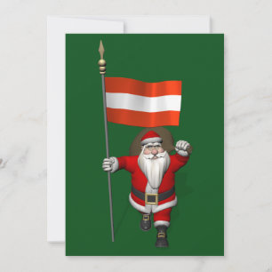 Weihnachtsmann mit Abzeichen Österreich Feiertagskarte