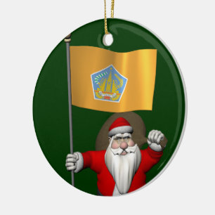 Weihnachtsmann mit Abzeichen von Bali Keramik Ornament