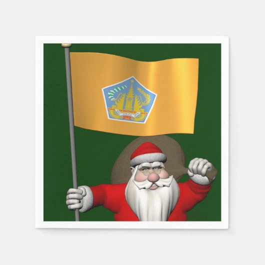 Weihnachtsmann mit Abzeichen von Bali Serviette (Vorderseite)