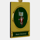 Weihnachtsmann mit Abzeichen von Delaware Banner-Ornament Gold (Rechts)