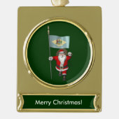 Weihnachtsmann mit Abzeichen von Delaware Banner-Ornament Gold (Vorderseite)