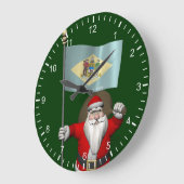 Weihnachtsmann mit Abzeichen von Delaware Große Wanduhr (Winkel)