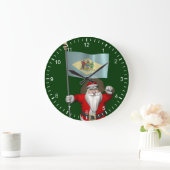 Weihnachtsmann mit Abzeichen von Delaware Große Wanduhr (Zuhause)