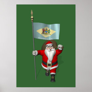 Weihnachtsmann mit Abzeichen von Delaware Poster