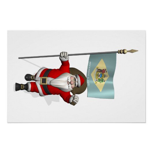 Weihnachtsmann mit Abzeichen von Delaware Poster (Vorderseite)