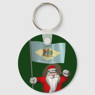 Weihnachtsmann mit Abzeichen von Delaware Schlüsselanhänger