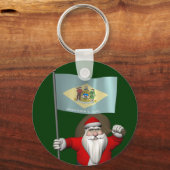 Weihnachtsmann mit Abzeichen von Delaware Schlüsselanhänger (Vorderseite)