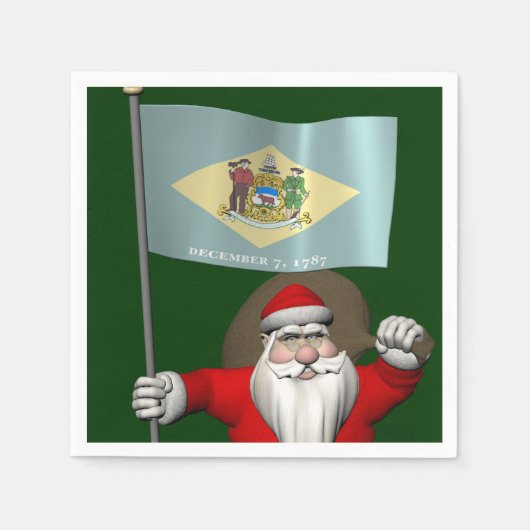 Weihnachtsmann mit Abzeichen von Delaware Serviette (Vorderseite)