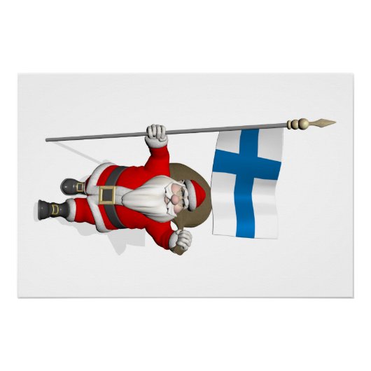 Weihnachtsmann mit Abzeichen von Finland Suomi Poster (Vorderseite)
