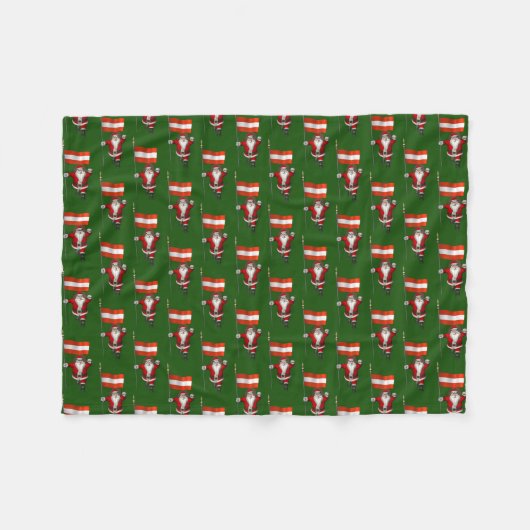 Weihnachtsmann mit Abzeichen von Österreich Fleecedecke (Vorderseite (Horizontal))