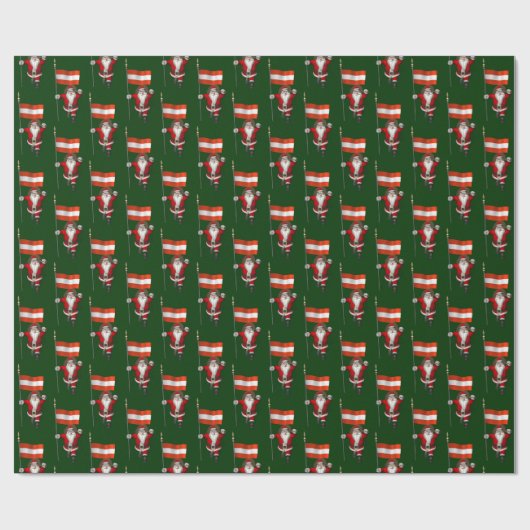 Weihnachtsmann mit Abzeichen von Österreich Geschenkpapier (Flach)