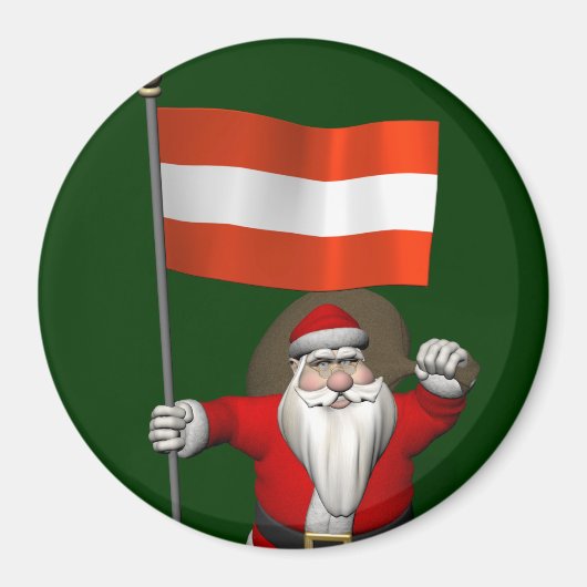 Weihnachtsmann mit Abzeichen von Österreich Magnet (Vorne)