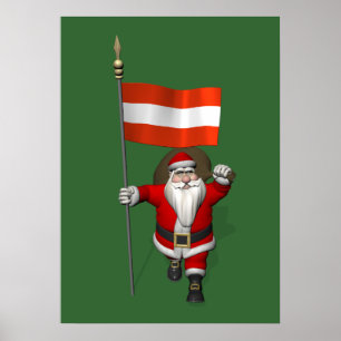 Weihnachtsmann mit Abzeichen von Österreich Poster