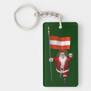 Weihnachtsmann mit Abzeichen von Österreich Schlüsselanhänger
