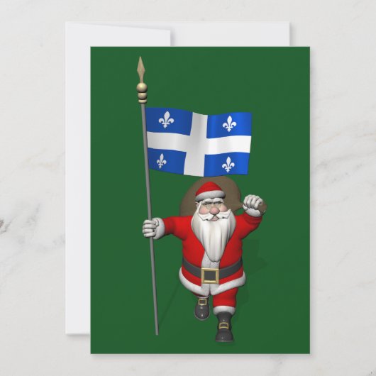 Weihnachtsmann mit Abzeichen von Québec Feiertagskarte (Vorderseite)