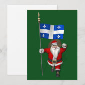 Weihnachtsmann mit Abzeichen von Québec Feiertagskarte (Vorne/Hinten)