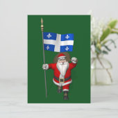 Weihnachtsmann mit Abzeichen von Québec Feiertagskarte (Stehend Vorderseite)