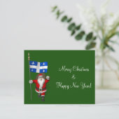 Weihnachtsmann mit Abzeichen von Québec Feiertagspostkarte (Stehend Vorderseite)