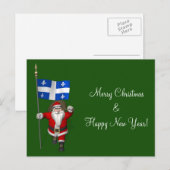 Weihnachtsmann mit Abzeichen von Québec Feiertagspostkarte (Vorne/Hinten)