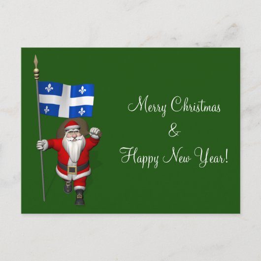 Weihnachtsmann mit Abzeichen von Québec Feiertagspostkarte (Vorderseite)