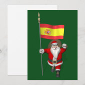 Weihnachtsmann mit Abzeichen von Spanien Feiertagskarte (Vorne/Hinten)
