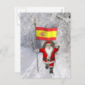 Weihnachtsmann mit Abzeichen von Spanien Feiertagspostkarte (Vorne/Hinten)