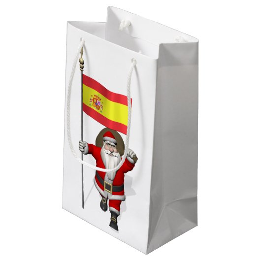 Weihnachtsmann mit Abzeichen von Spanien Kleine Geschenktüte (Rückseite Schrägansicht)