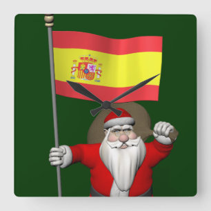 Weihnachtsmann mit Abzeichen von Spanien Quadratische Wanduhr