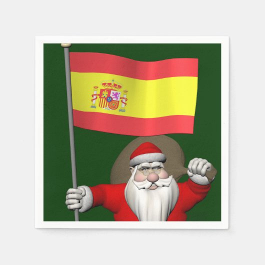 Weihnachtsmann mit Abzeichen von Spanien Serviette (Vorderseite)