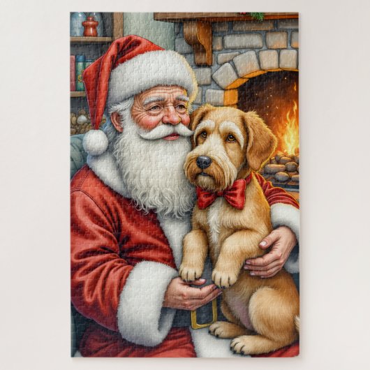 Weihnachtsmann mit Airedale-Weihnachtskunst Puzzle (Vertikal)