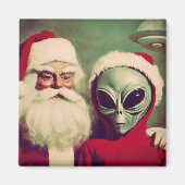 Weihnachtsmann mit Alien über Weltraum Weihnachten Magnet (Vorne)