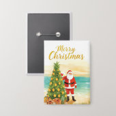 Weihnachtsmann mit Ananas-Weihnachtsbaum Button (Vorderseite/Rückseite)