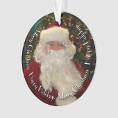 Weihnachtsmann mit anpassbarem Text Ornament (Vorderseite)
