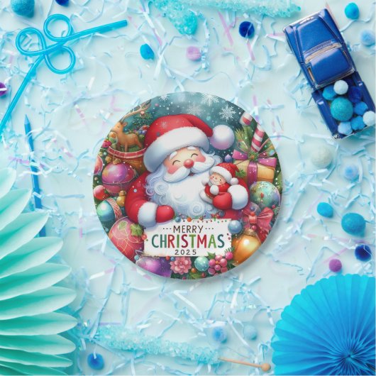 Weihnachtsmann mit Baby  Pappteller (Party)